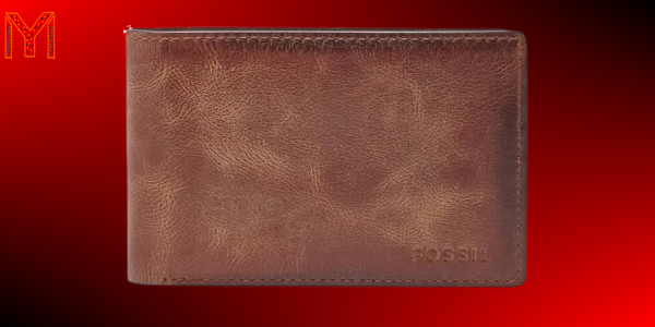 Fossil Mens Derrick RFID-Blocking Leather Bifold Wallet